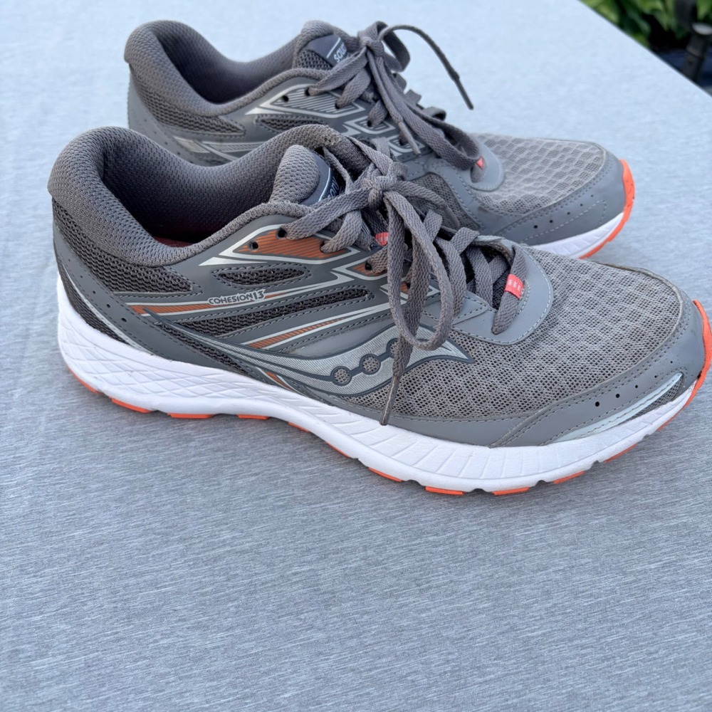 Saucony Cohesion 13 Womens Running Shoes Grey Orange S10559-5 Size 9.5 - Picture 2 of 10